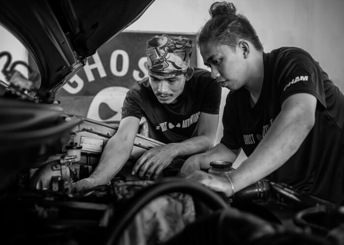Ghost Autoworks mechanics at work